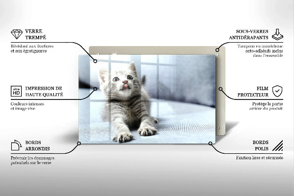 Tabla de cortar de vidrio Pequeño gatito lindo