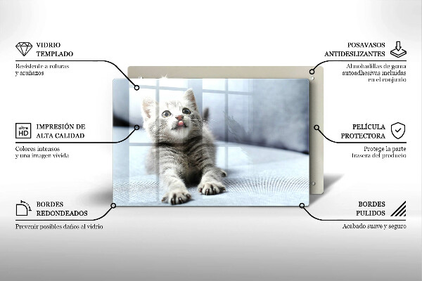 Tabla de cortar de vidrio Pequeño gatito lindo