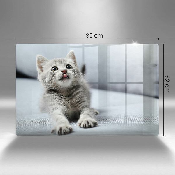 Tabla de cortar de vidrio Pequeño gatito lindo