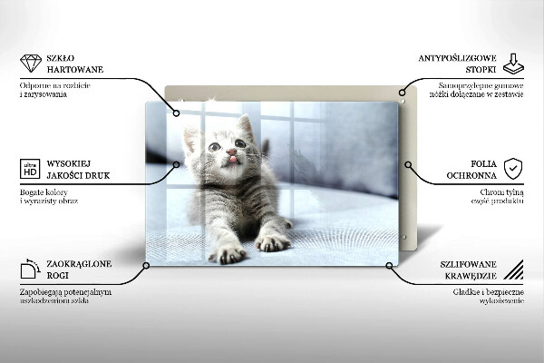 Tabla de cortar de vidrio Pequeño gatito lindo