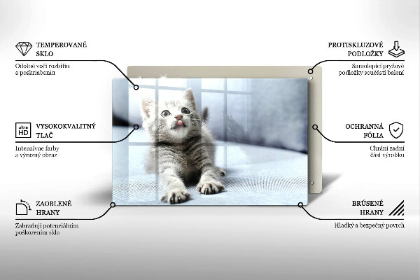 Tabla de cortar de vidrio Pequeño gatito lindo