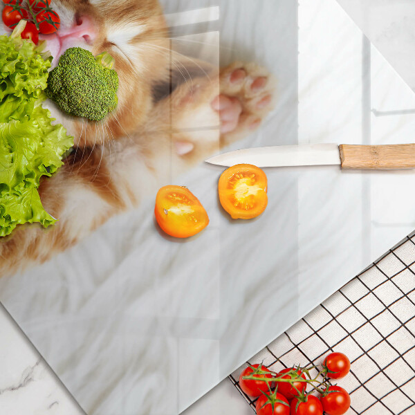 Tabla de cortar de vidrio Pequeño gatito lindo