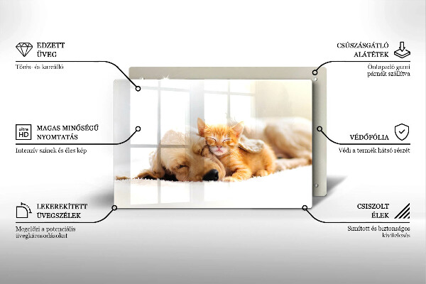 Tabla de cortar de vidrio Animales perro y gato