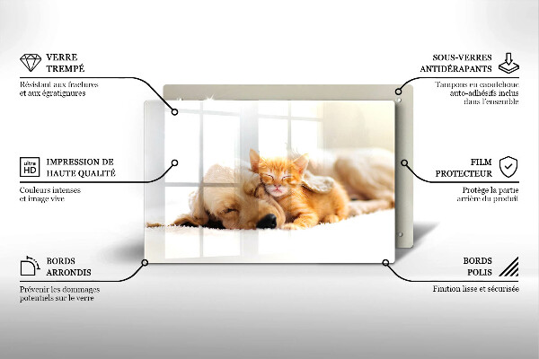 Tabla de cortar de vidrio Animales perro y gato