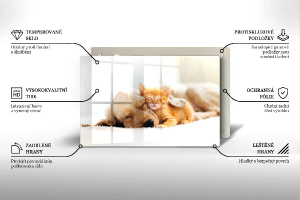 Tabla de cortar de vidrio Animales perro y gato