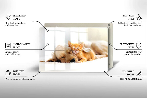 Tabla de cortar de vidrio Animales perro y gato