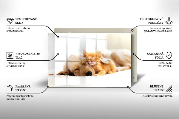 Tabla de cortar de vidrio Animales perro y gato