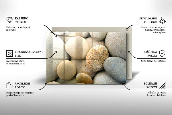 Tabla de cortar de vidrio Patrón de piedras ovaladas