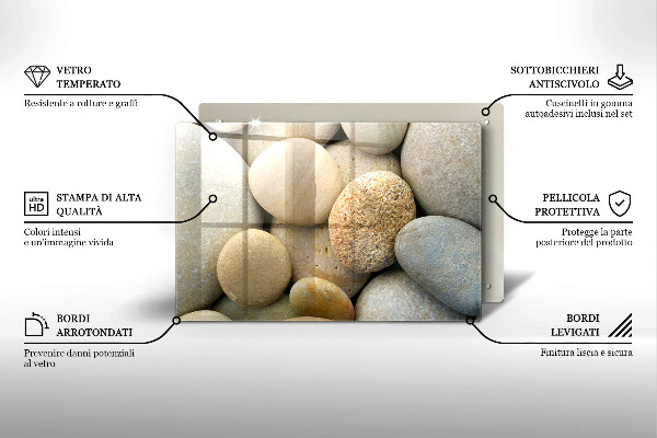 Tabla de cortar de vidrio Patrón de piedras ovaladas