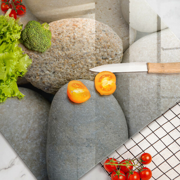 Tabla de cortar de vidrio Patrón de piedras ovaladas