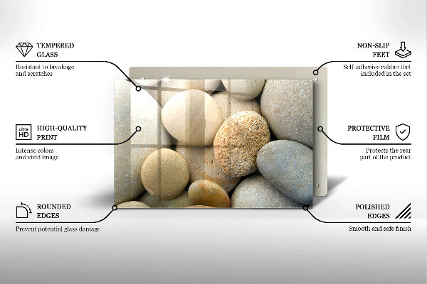 Tabla de cortar de vidrio Patrón de piedras ovaladas