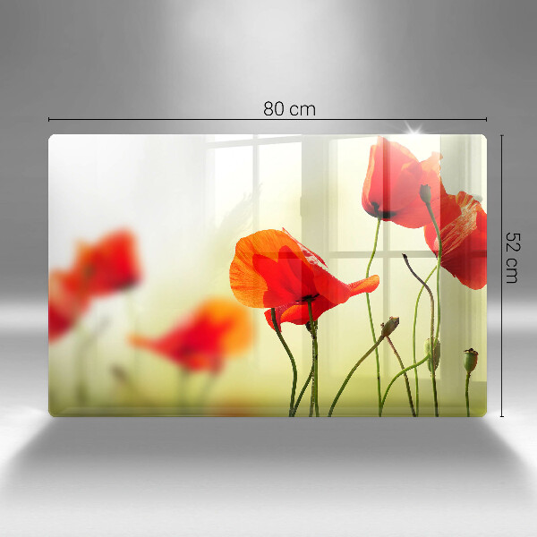 Tabla de cortar de vidrio Flores de amapolas rojas