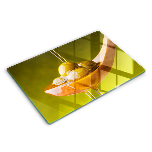 Tabla de cortar de vidrio Aceite de oliva y aceitunas
