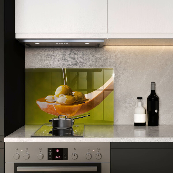 Tabla de cortar de vidrio Aceite de oliva y aceitunas