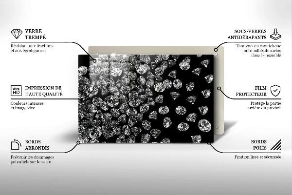 Tabla de cortar de vidrio Diamantes diamantes