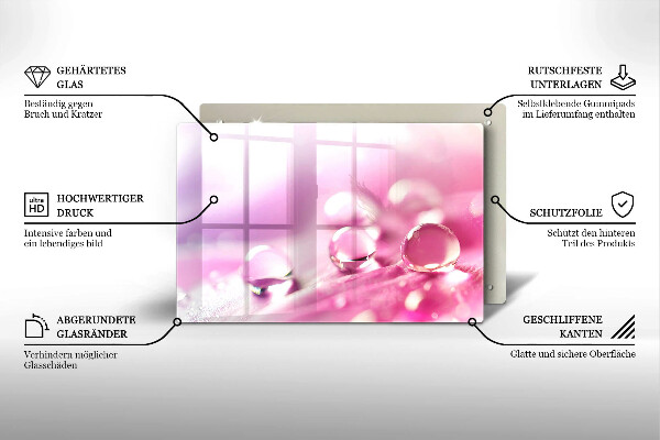 Tabla de cortar de vidrio Pétalos de flores de rocío