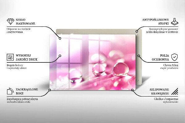 Tabla de cortar de vidrio Pétalos de flores de rocío
