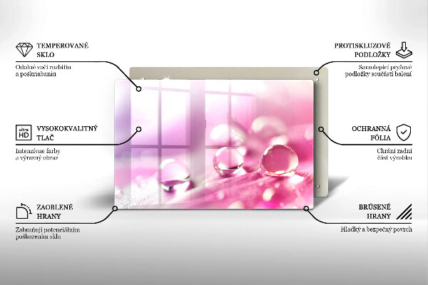 Tabla de cortar de vidrio Pétalos de flores de rocío