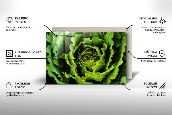 Tabla de cortar de vidrio Comer hojas de lechuga