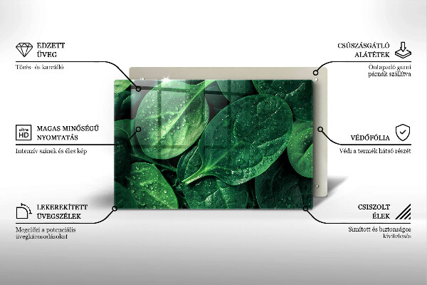 Tabla de cortar de vidrio Hojas de albahaca