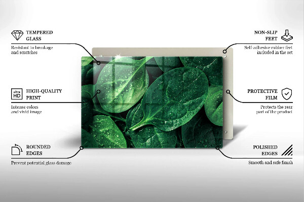 Tabla de cortar de vidrio Hojas de albahaca