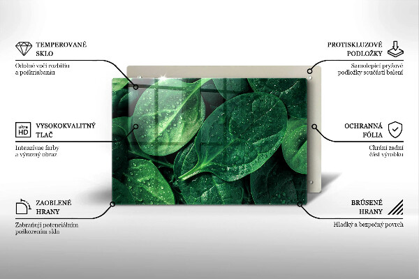Tabla de cortar de vidrio Hojas de albahaca