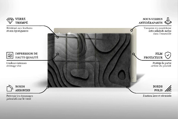 Tabla de cortar de vidrio Formas de piedra 3d