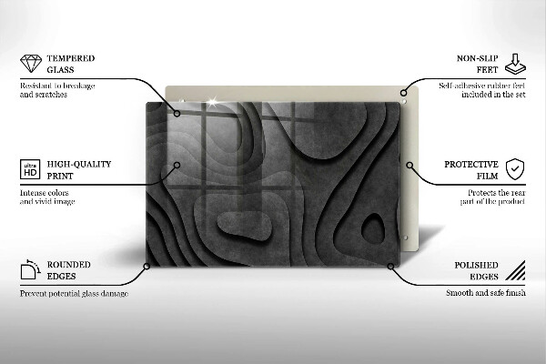 Tabla de cortar de vidrio Formas de piedra 3d