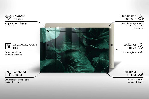 Tabla de cortar de vidrio Hojas oscuras salvajes