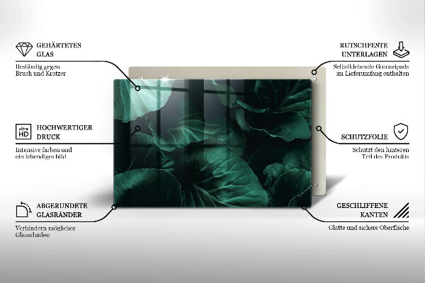 Tabla de cortar de vidrio Hojas oscuras salvajes