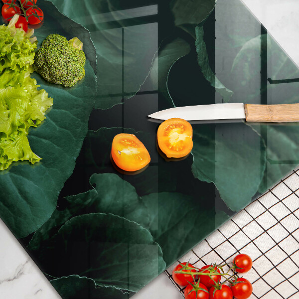 Tabla de cortar de vidrio Hojas oscuras salvajes