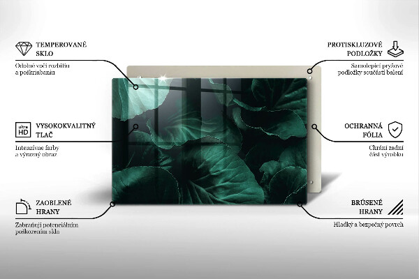 Tabla de cortar de vidrio Hojas oscuras salvajes