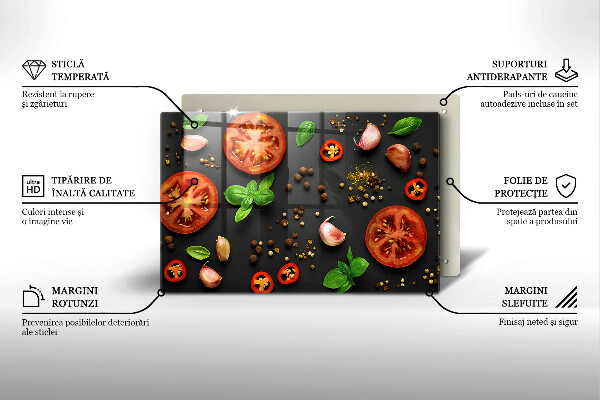 Tabla de cortar de vidrio Tomates y especias