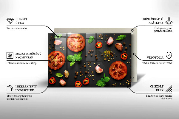 Tabla de cortar de vidrio Tomates y especias