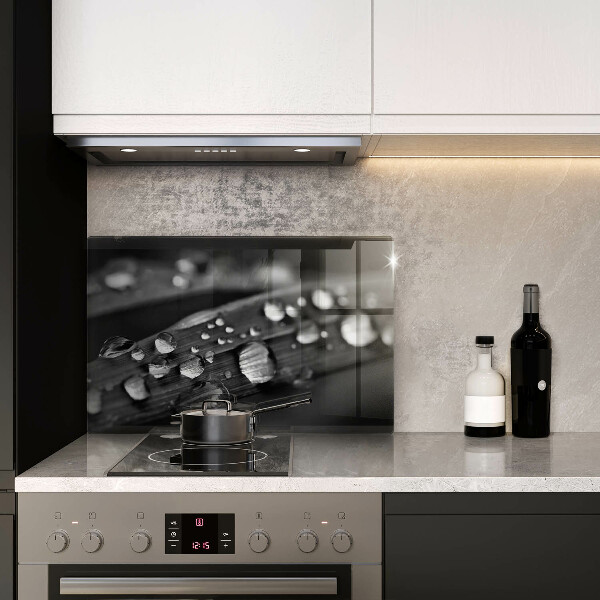 Tabla de cortar de vidrio Gotas de rocío sobre las hojas