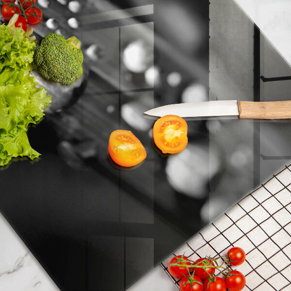 Tabla de cortar de vidrio Gotas de rocío sobre las hojas