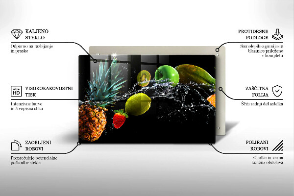 Tabla de cortar de vidrio Frutas en agua