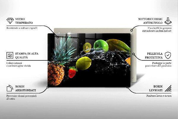 Tabla de cortar de vidrio Frutas en agua