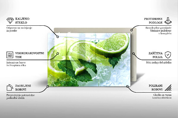 Tabla de cortar de vidrio Lima menta y hielo
