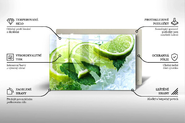 Tabla de cortar de vidrio Lima menta y hielo