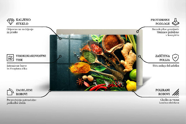 Tabla de cortar de vidrio Cucharas de especias de cocina