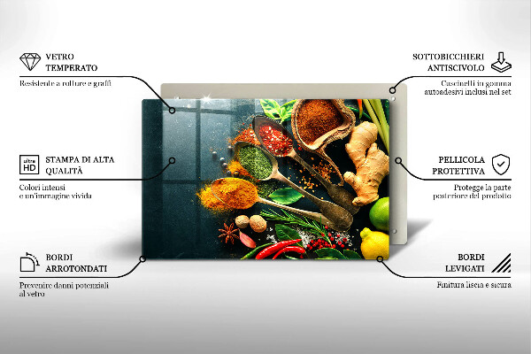 Tabla de cortar de vidrio Cucharas de especias de cocina