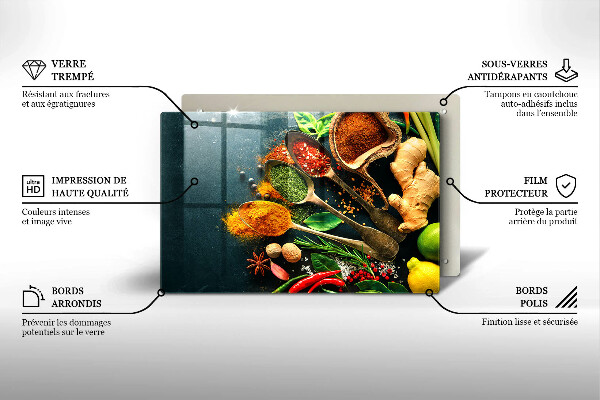 Tabla de cortar de vidrio Cucharas de especias de cocina