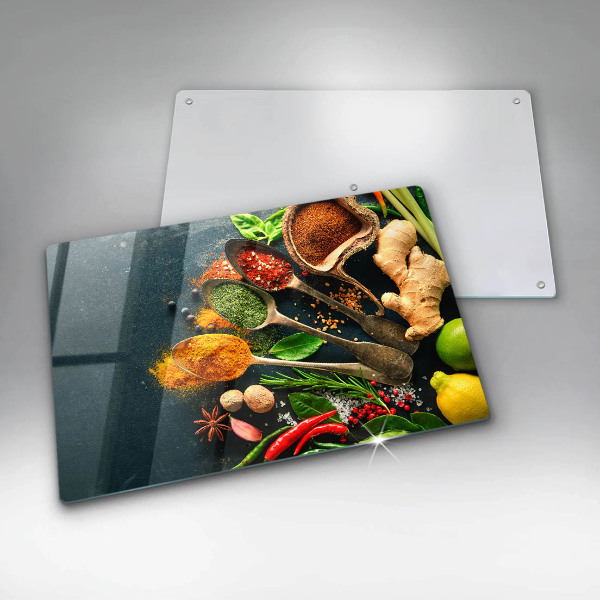 Tabla de cortar de vidrio Cucharas de especias de cocina