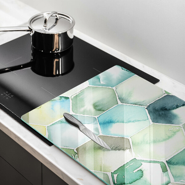 Tabla de cortar de vidrio Hexágonos de acuarela