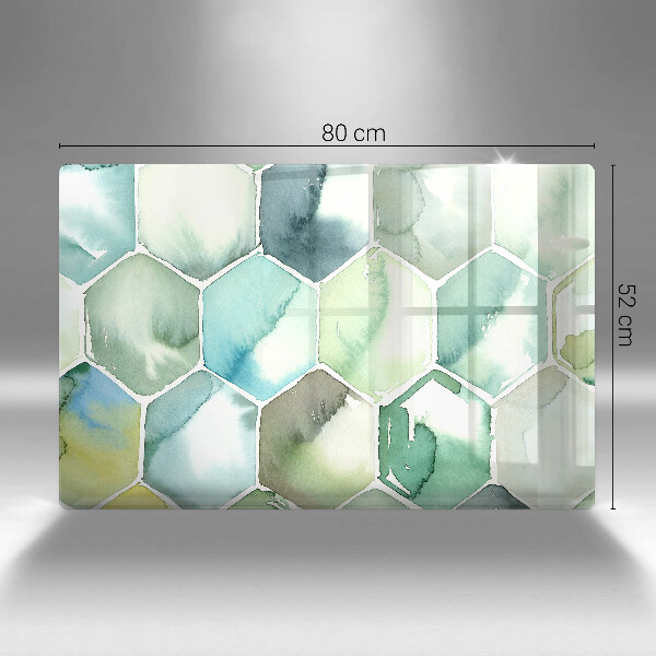 Tabla de cortar de vidrio Hexágonos de acuarela