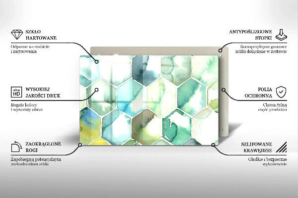 Tabla de cortar de vidrio Hexágonos de acuarela