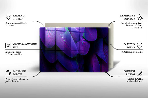 Tabla de cortar de vidrio Plumas de neón
