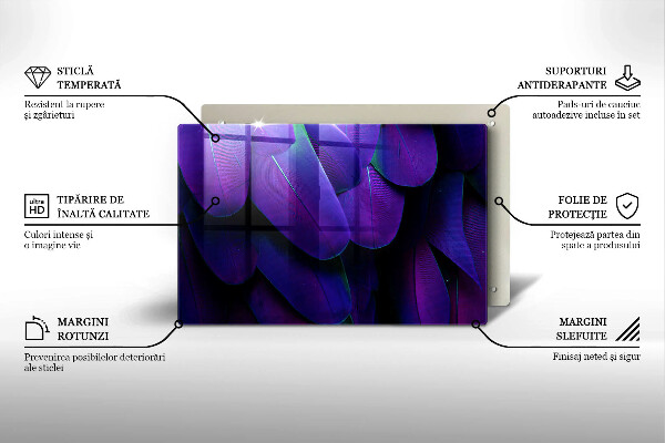 Tabla de cortar de vidrio Plumas de neón