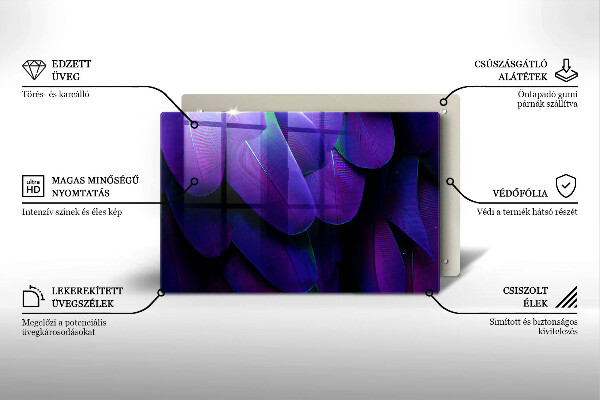 Tabla de cortar de vidrio Plumas de neón